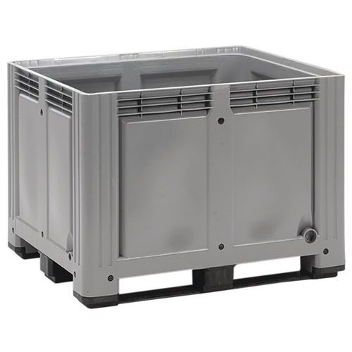 Maxi caisse-palette 760 L Gris PEhd Plein Usage Alimentaire 3 Semelles
