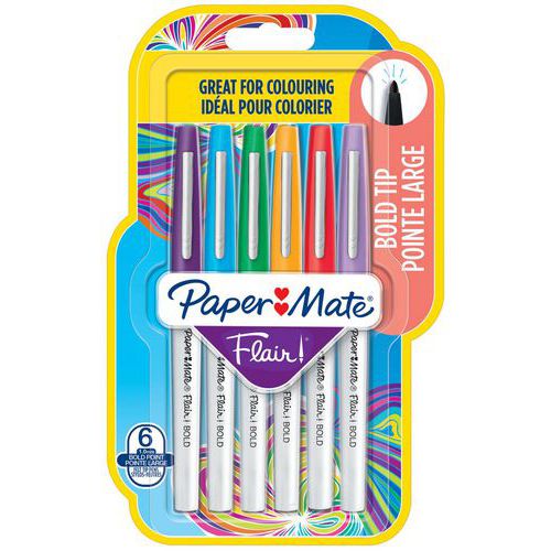 Stylo feutre Paper Mate Flair Bold assortis - Pack 6 - Paper thumbnail image 1