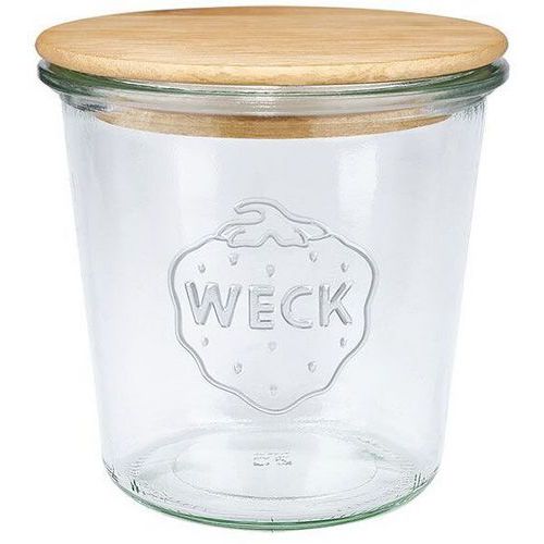 Lot de 6 - Bocal De Conservation En Verre Avec Couvercle Bois - 580ml