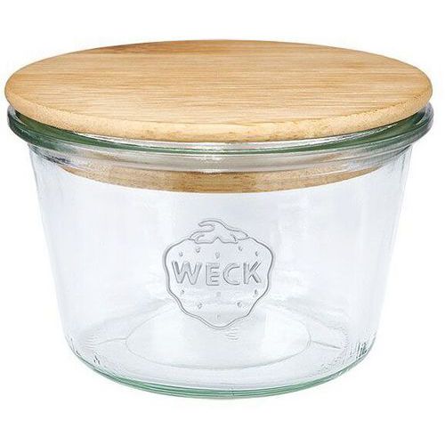 Lot de 6 - Bocal De Conservation En Verre Avec Couvercle Bois - 370ml