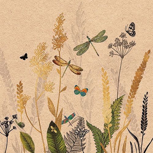 Lot de 20 - Serviette Fleurs Ornementales Naturelle - 33cm