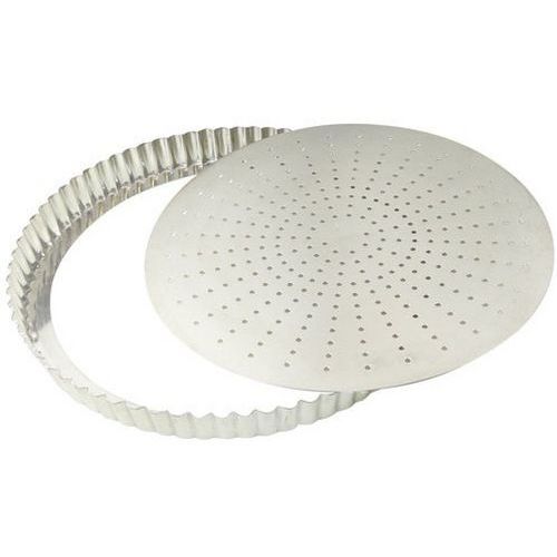 Tourtière cannelée fond mobile perforé - 26cm Blanc - Matériel de pâtisserie professionnel