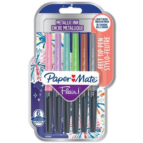 Stylo Feutre Paper Mate Flair Metallic Assortis Lot De 6 - P
