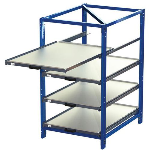 Actiwork - Rayonnage à tiroirs 200kg - 4 tiroirs 70% emballage recyclé - 1500x900x1206mm - Éco-responsable