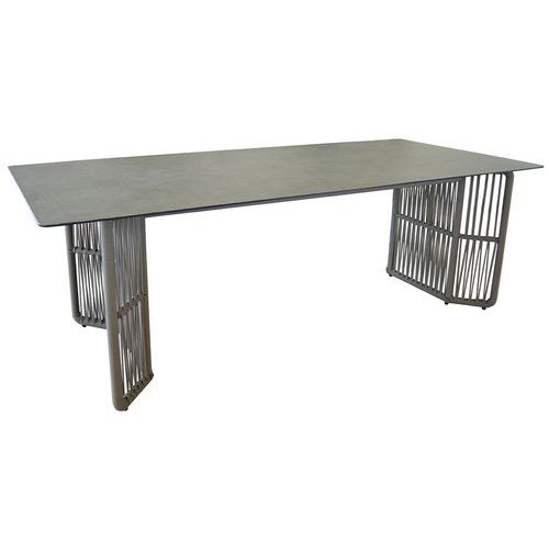 Table Iris Inox+olefin/verre Châssis Kaki/assise Kaki
