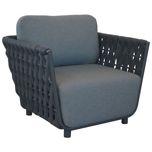 Fauteuil Hug Alu/tressé +coussin Châssis Anthracite/assgrise