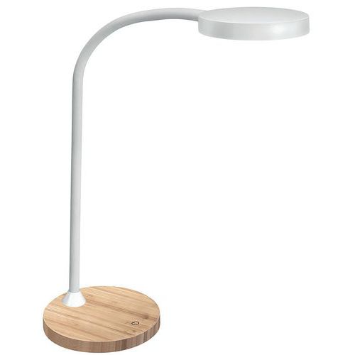 Lampe De Bureau Led Avec Bras Flexible Flex Blanc/bambou