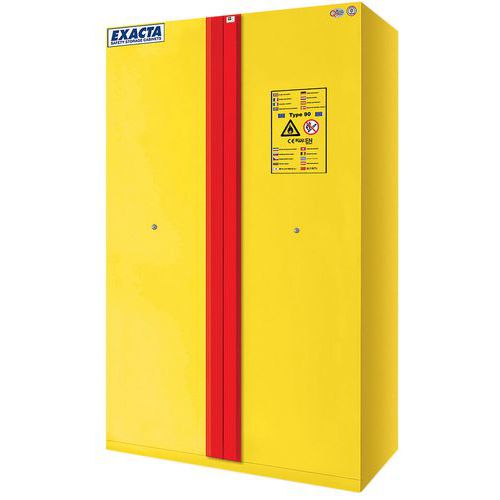 Exacta - Armoire Anti-feu 90min Jaune 2 Portes - 1950x1200x600mm - Sécurité Inflammables/Comburants