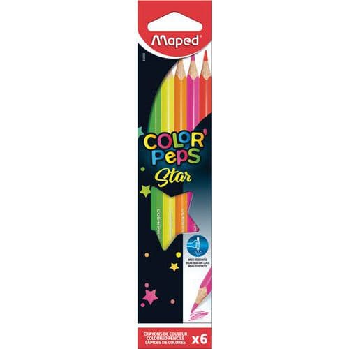 Lot de 6 crayons de couleur fluo color'peps - MAPED thumbnail image 1