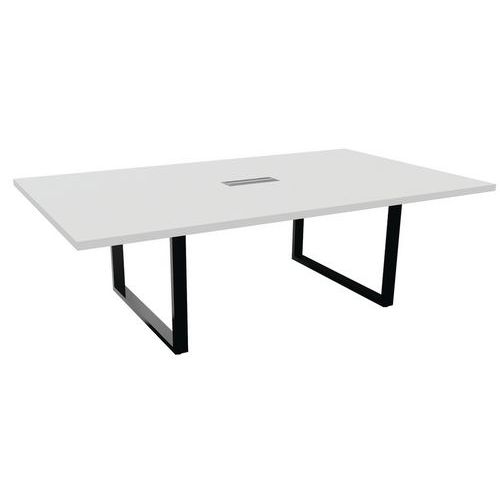Table De Conf L240xp140cm Pied Noir/blanc