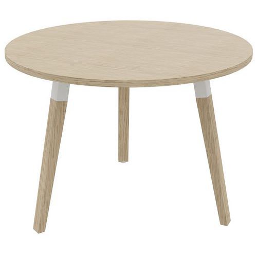 Table De Réunion Ronde D.100cm Dialogue Chêne Fil / Blanc