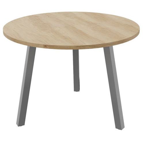 Table De Réunion Ronde D.100cm Partage Chêne Nebraska / Alu