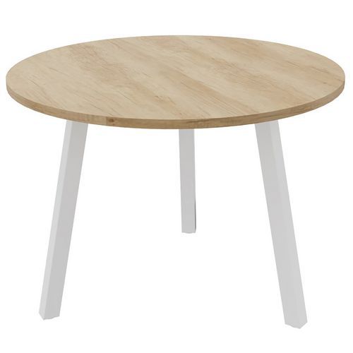 Table De Réunion Ronde D.100cm Partage Chêne Nebrask /blanc