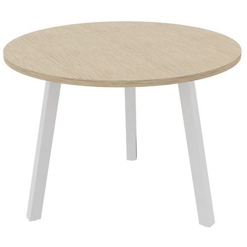 Table De Réunion Ronde D.100cm Partage Chêne Fil / Blanc