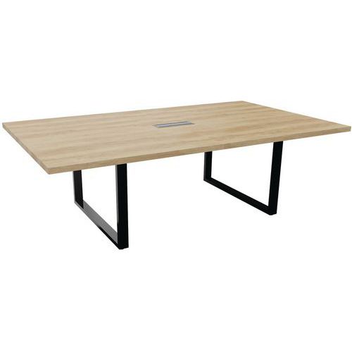 Table De Conf L240xp140cm Pied Noir/chêne Nebraska
