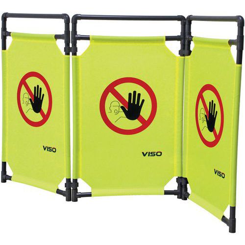 Viso - Barrière de protection mobile 3 vantaux articulés - Jaune fluo PVC - 1.7m x 1m - Chantier Entrepôt Tertiaire - Garantie 3 ans