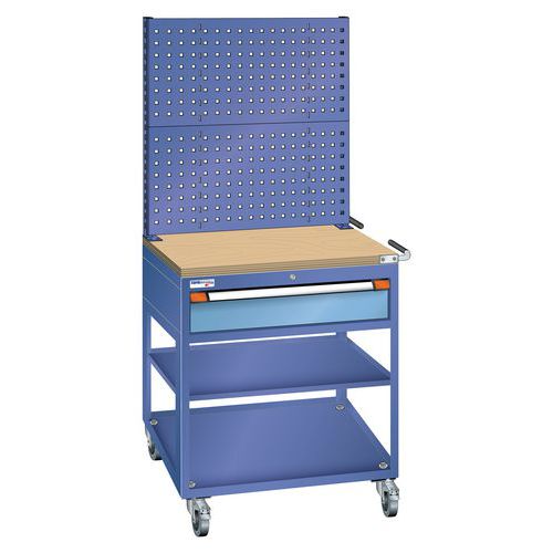 Station Travail Mobile 1 Tiroir 2 Étagères Bleu/bleu Clair