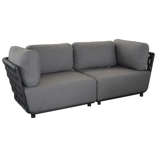 Canapé Hug Alu/tressé +coussin Châssis Anthracite/ass. Grise