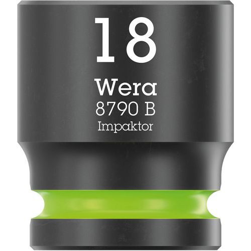 Wera - Douille 3/8 Impaktor 18mm - 6 pans - 30mm longueur - Outillage à main résistant