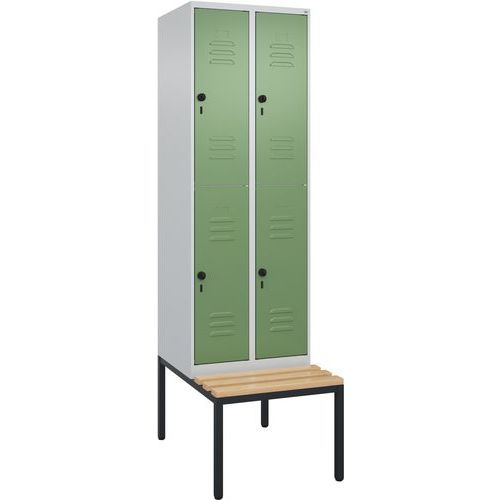 Vestiaire 2 niveaux Classic PLUS à banc intégré - 4 casiers - CP