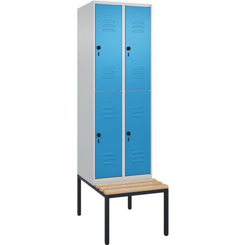 Vestiaire 2 niveaux Classic PLUS à banc intégré - 4 casiers - CP