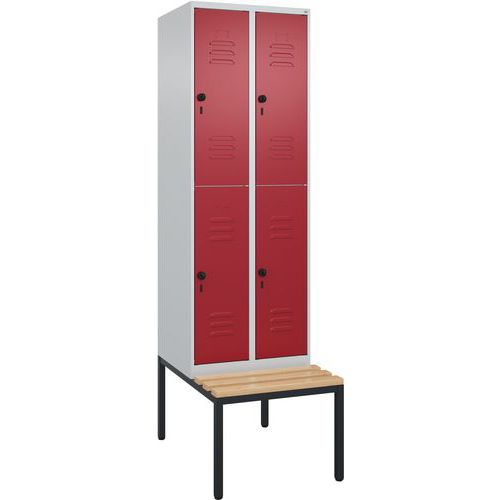 Vestiaire 2 niveaux Classic PLUS à banc intégré - 4 casiers - CP
