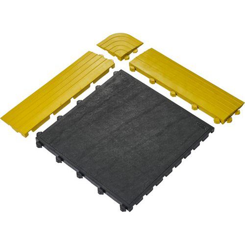 Coba - Bord mâle latéral jaune pour dalle Fatigue Lock Edge - 500x150 mm - Caoutchouc antidérapant - Norme DIN 51130