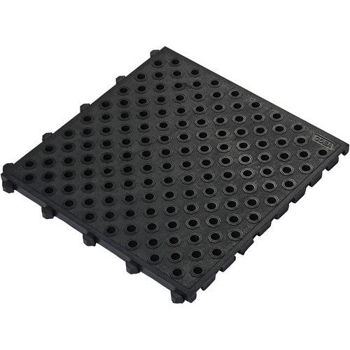 Coba - Dalle anti-fatigue Fatigue Lock perforée 0,5x0,5m Noir - Caoutchouc antidérapant 24mm - Confort et sécurité