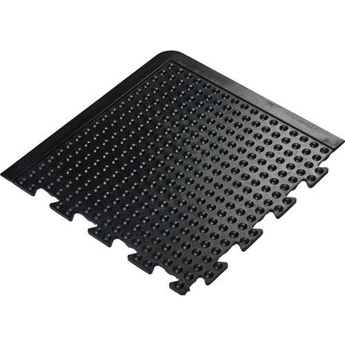 Coba - Dalle emboîtable anti-fatigue angle 50x50cm Noir - Caoutchouc 14mm - Antidérapant