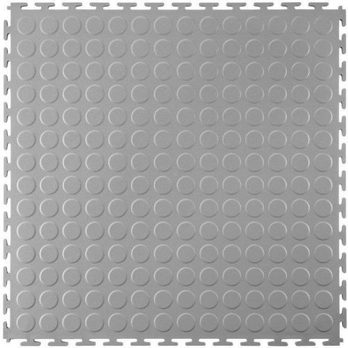 Coba - Dalle PVC Tough-Lock pastillée - 0,5x0,5m - Gris clair - 7mm épaisseur - PVC résistant