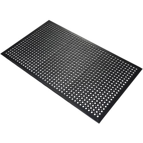 Coba - Tapis Antidérapant Anti-Fatigue Bordé 0,9x1,5m Noir Caoutchouc Confort Sécurité