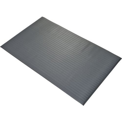 Coba - Tapis anti-fatigue strié 0,9x1,5m Gris PVC - Antidérapant et Confortable