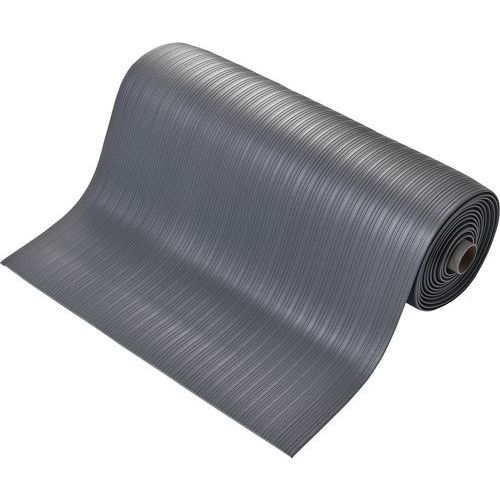 Coba - Tapis anti-fatigue strié 1,2m Gris - PVC antidérapant - Confort et sécurité