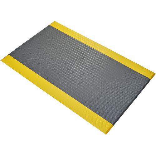 Coba - Tapis anti-fatigue industriel strié - 0,9m x 18,3m - Gris/jaune - PVC antidérapant