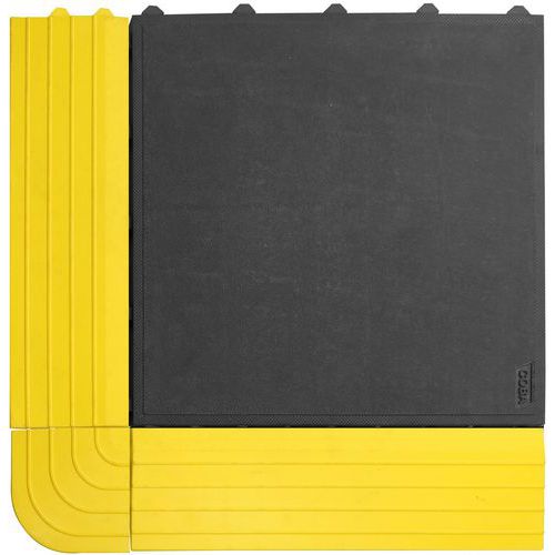 Coba - Bord d'angle jaune pour dalle Fatigue Lock Edge - 150x150 mm - Caoutchouc antidérapant
