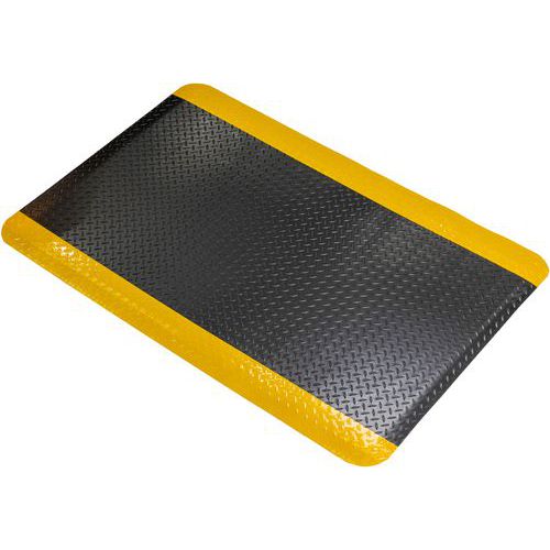 Coba - Tapis anti-fatigue Deckplate - 0,9x6m Noir/jaune - PVC Robuste Antidérapant