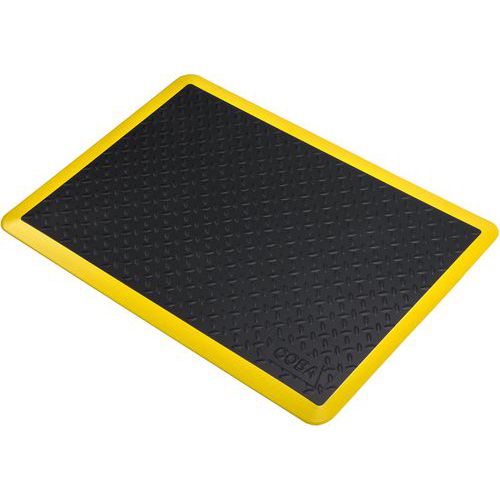 Coba - Tapis anti-fatigue Cobaelite Diamond - 0,6x0,9m Noir/jaune - Polyuréthane antidérapant