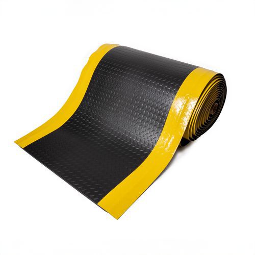 Coba - Tapis anti-fatigue Deckplate 0,9m Noir/jaune - PVC antidérapant - Mètre linéaire