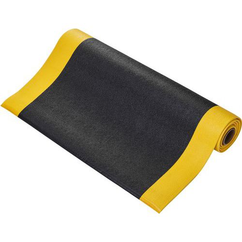 Coba - Tapis anti-fatigue polyvalent monocouche - 0,9m x 18,3m - Jaune/Noir - PVC - Antidérapant