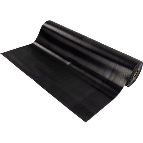 Coba - Tapis strié Cobarib 1,2m x 3mm - Caoutchouc Noir Antidérapant