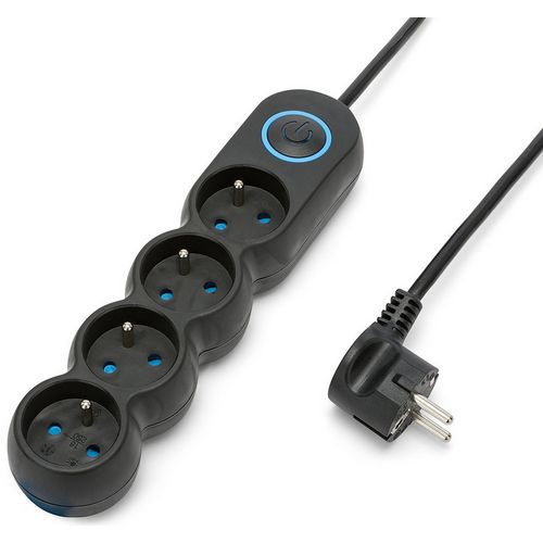 Velamp - Multiprise Française NF 4 prises avec interrupteur - Cordon 1.5m - 16A - Sécurité et Praticité