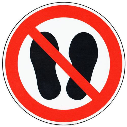 Manutan Expert - Panneau Interdiction Ne Pas Marcher/Stationner - Rond 120 mm - Rigide Alu - Norme ISO 7010