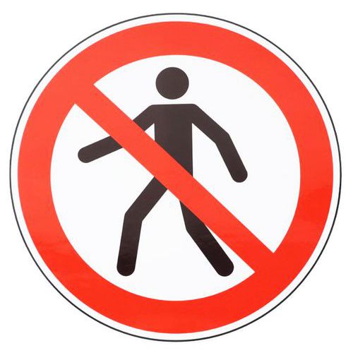 Manutan Expert - Panneau Interdiction Piétons Adhésif Rond 300mm - Signalétique Sécurité ISO 7010