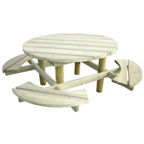 Procity - Table-banc Groseille en Pin - 8 Places - 180x120cm - Fixation à sceller