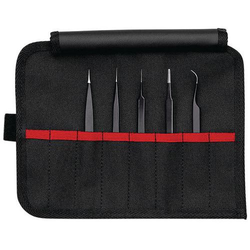Knipex - Jeu de 5 pinces brucelles ESD - 135 mm - Précision et protection antistatique