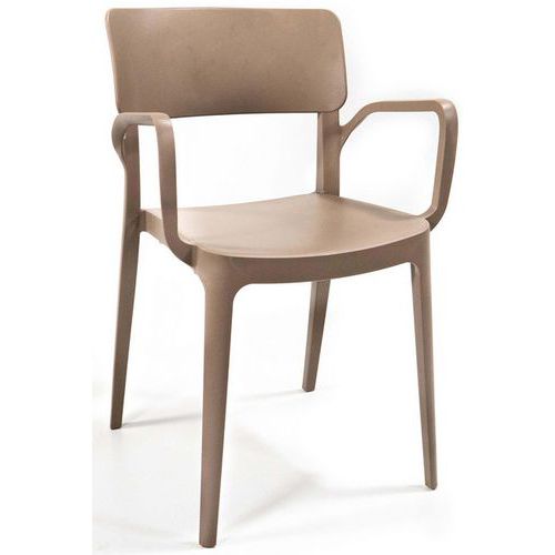 Veba - Chaise Wing empilable plastique avec accoudoirs Beige - 82x54x55 cm - Design moderne et pratique