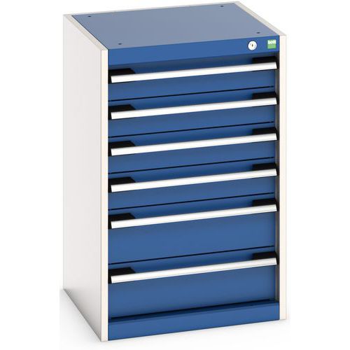 Bott - Armoire d'atelier 6 tiroirs - Acier Gris/Bleu - 525x525x800 mm - Charge 1500 kg
