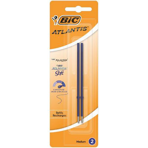 Lot De 2 Recharges Bic Atlantis Soft Encre Bleue - Bic