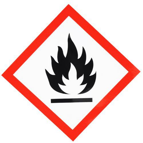 Manutan Expert - Panneau CLP Inflammable Adhésif - 120x120 mm - Signalétique Sécurité Polyester ISO 7010