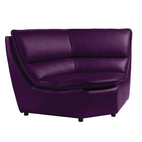 Chauffeuse Angle 90° 1 Place Zeny Tissu Chiné Non Feu M1 Prune